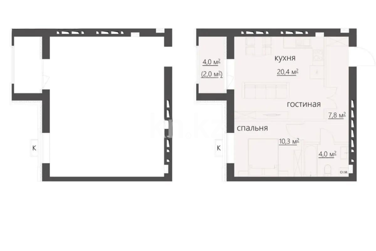 Продажа 2-комнатной квартиры, 46 м² в Караганде