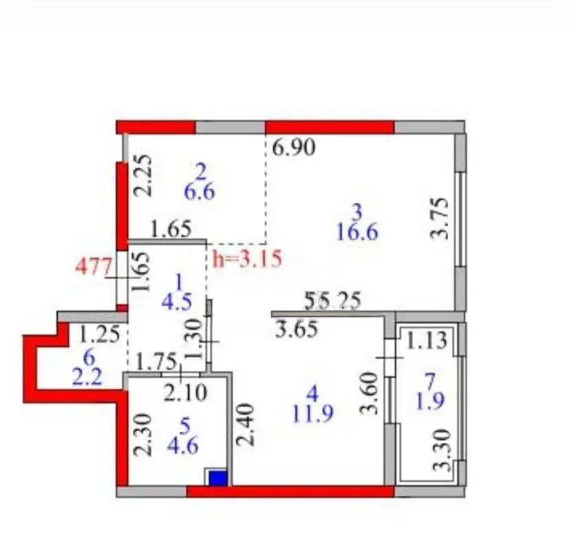 Продажа 2-комнатной квартиры, 48 м² в Астане