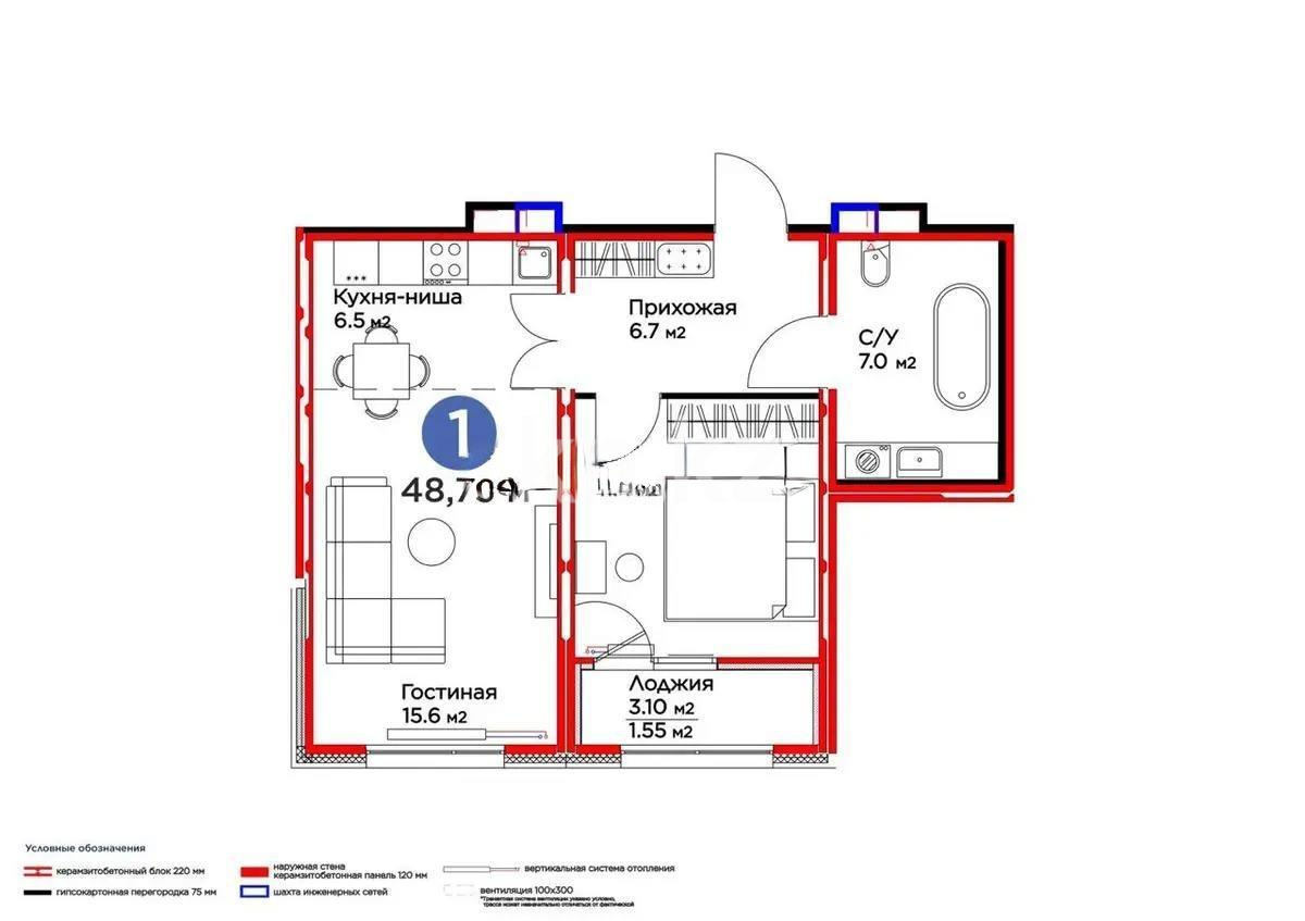 Продажа 2-комнатной квартиры, 48.75 м², ул. Е-509, дом  11 в Астане - фото 5