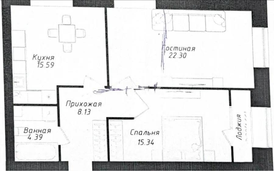 Продажа 2-комнатной квартиры, 67.41 м² в Астане