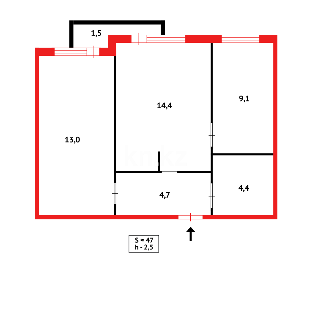 Продажа 2-комнатной квартиры, 48 м², ул. Затаевича (Зональная) в Караганде - фото 12