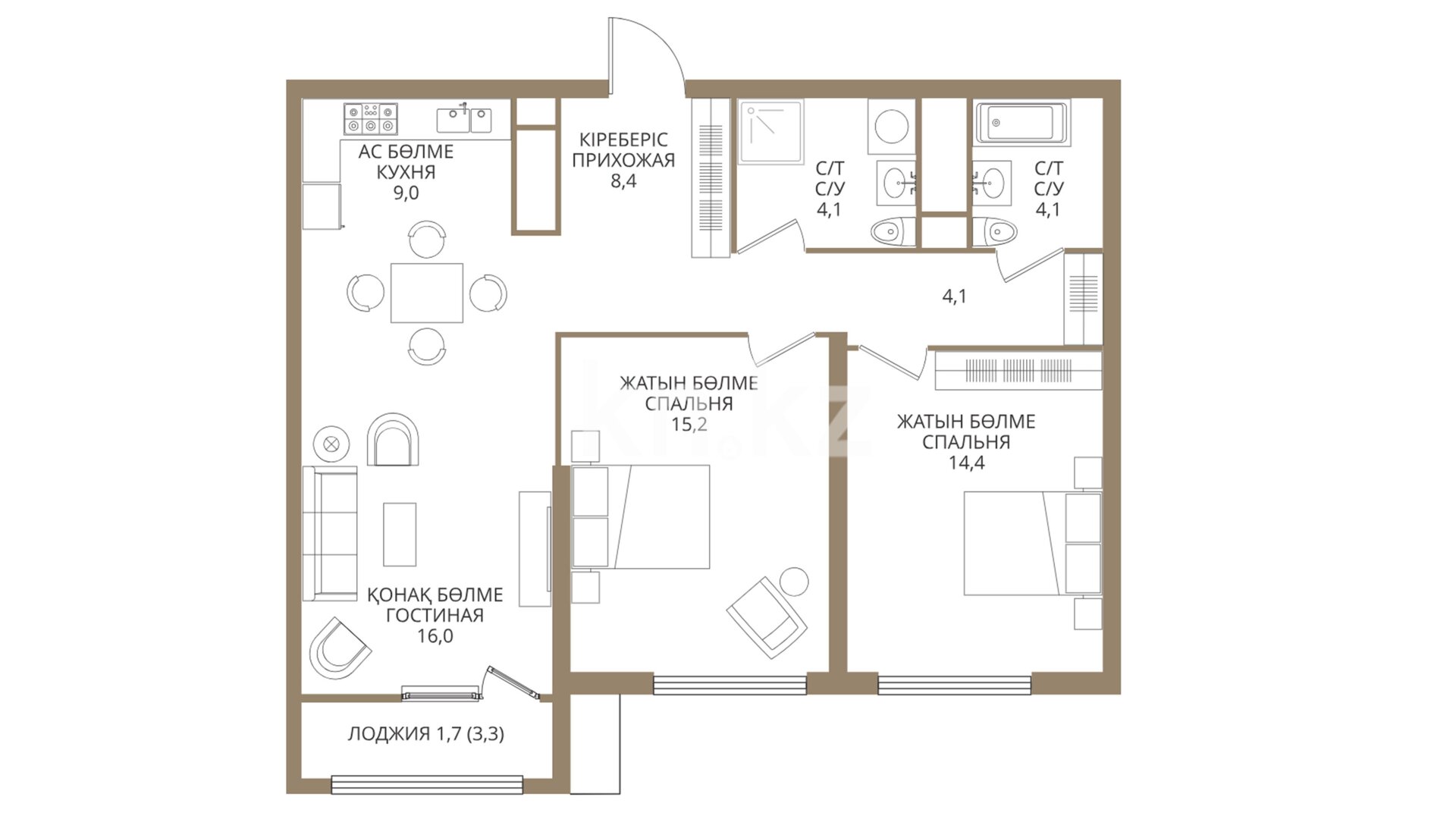 ЖК Estet, 3-комнатная, цена 89 320 400 ₸, 1 157 000 ₸&nbsp;/&nbsp;м²