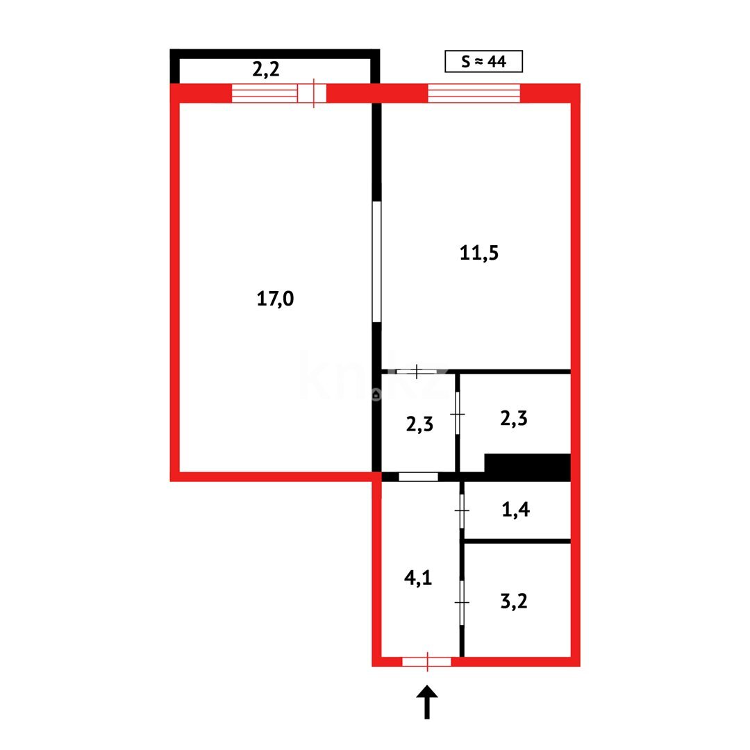 Продажа 1-комнатной квартиры, 44 м² в Караганде