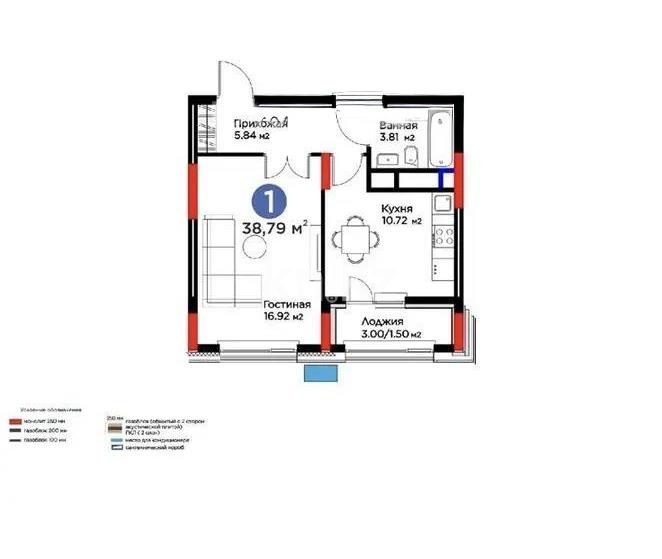 Продажа 1-комнатной квартиры, 39 м² в Астане