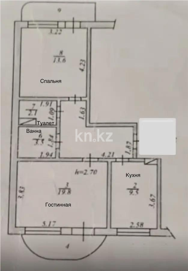 Продажа 2-комнатной квартиры, 61 м² в Алматы