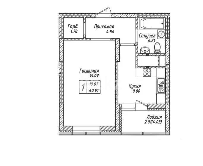 Продажа 1-комнатной квартиры, 42.5 м² в Астане
