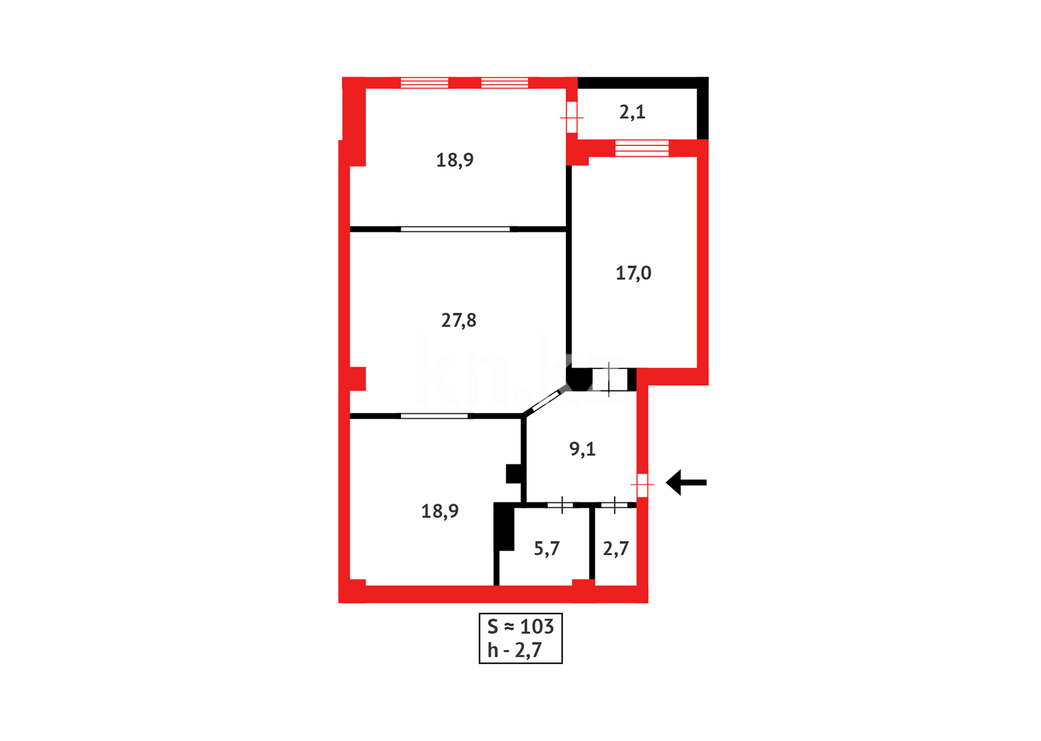 Продажа 3-комнатной квартиры, 103 м² в Караганде - фото 29