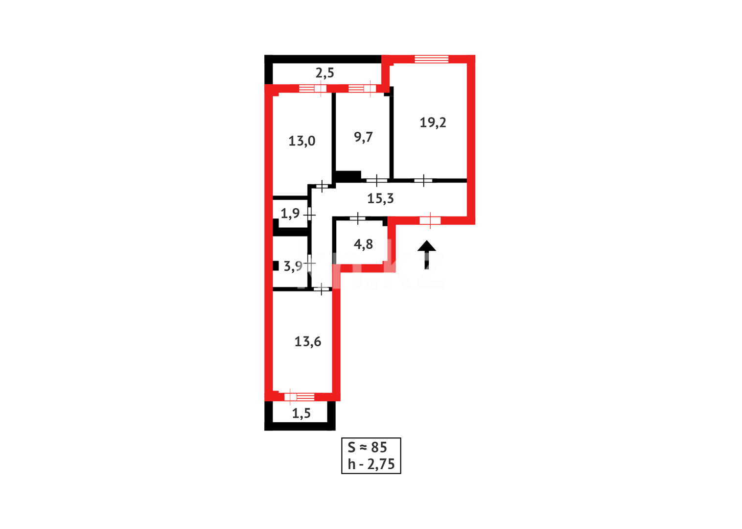 Продажа 3-комнатной квартиры, 85.4 м² в Астане - фото 10