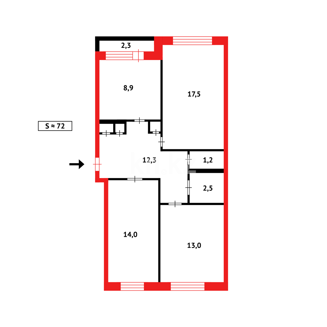 Продажа 3-комнатной квартиры, 75 м², 9-й мкр., дом  5 в Темиртау - фото 13