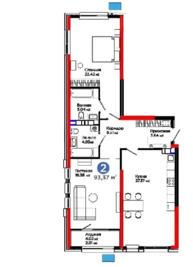 Продажа 3-комнатной квартиры, 93.37 м² в Алматы