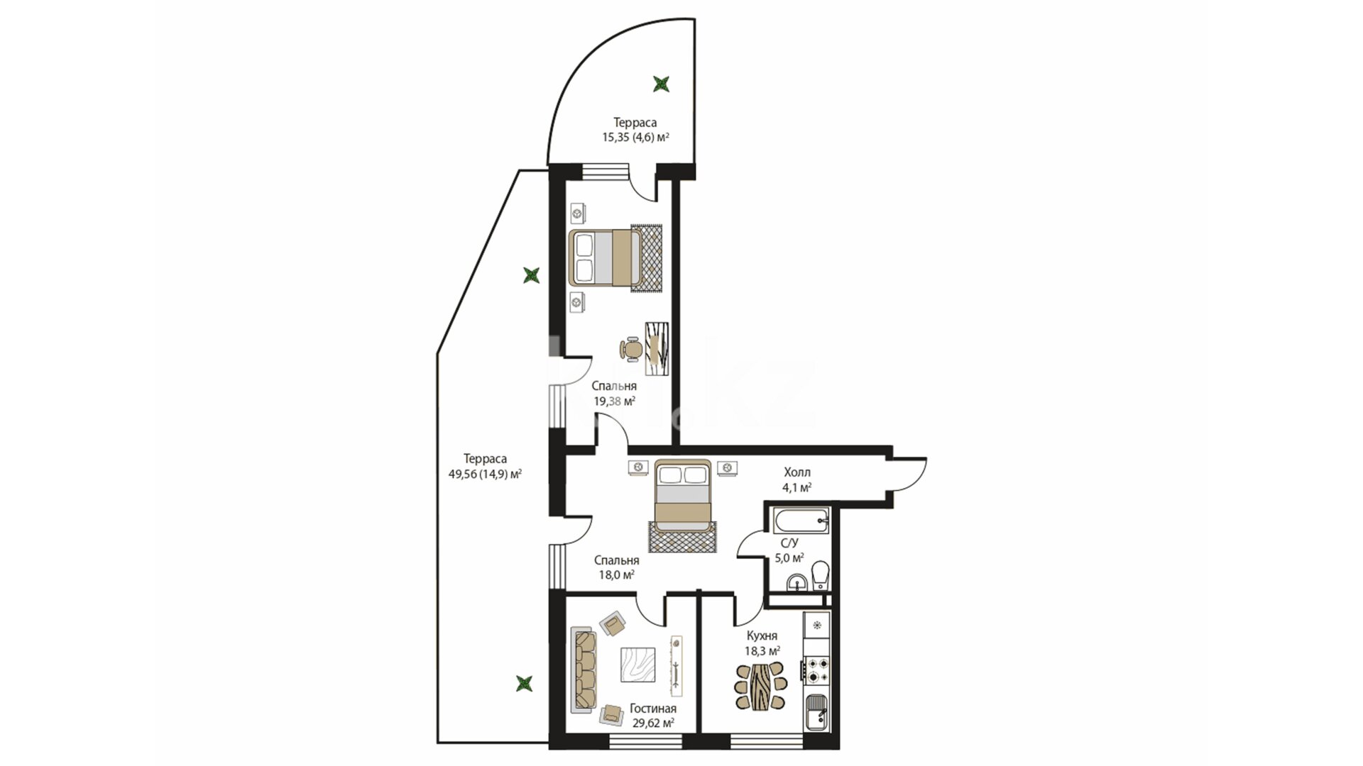ЖК Noble House, 3-комнатная, цена 96 815 000 ₸, 850 000 ₸&nbsp;/&nbsp;м²