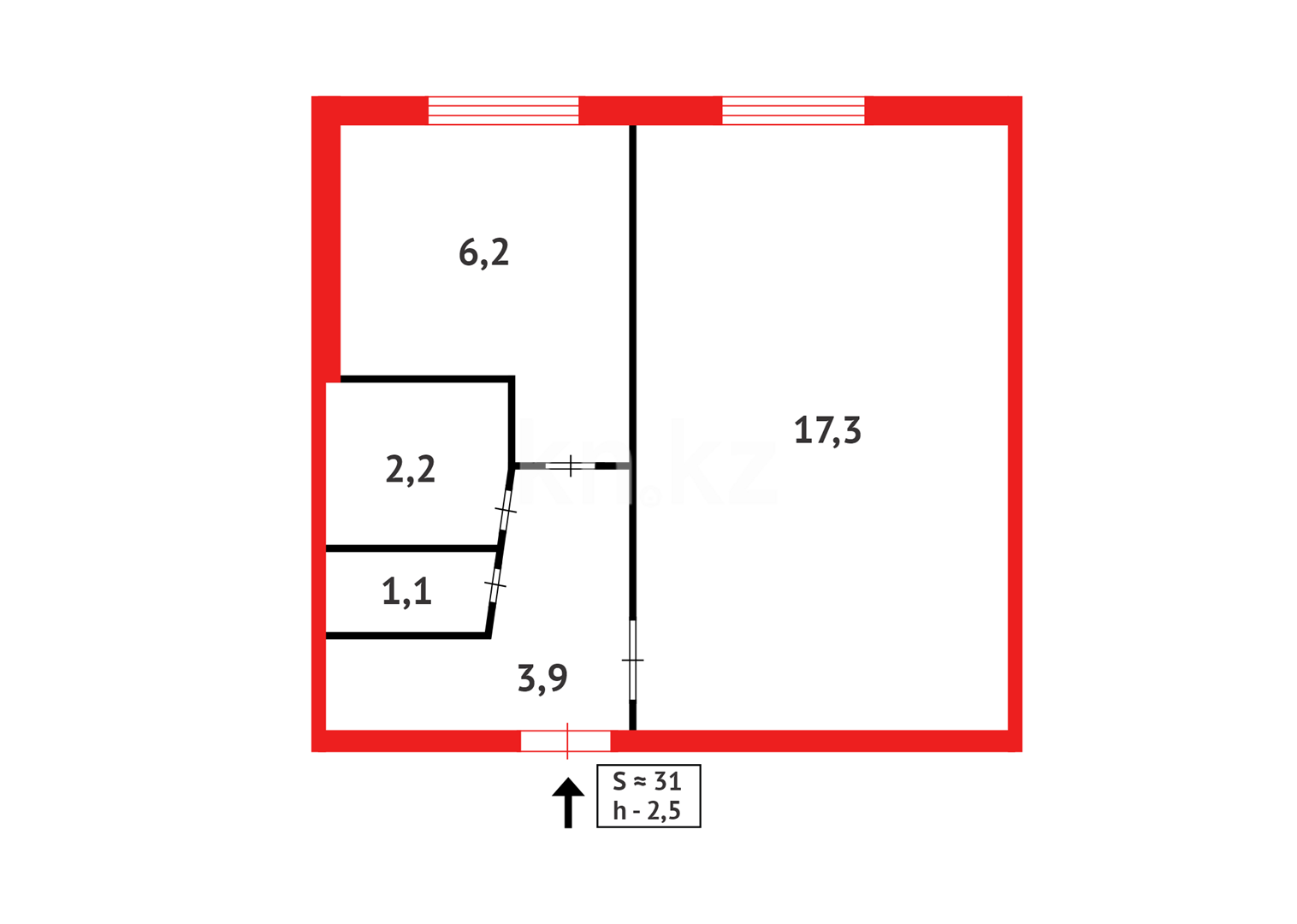 Продажа 1-комнатной квартиры, 30 м², мкр-н Восток-2 в Караганде - фото 8