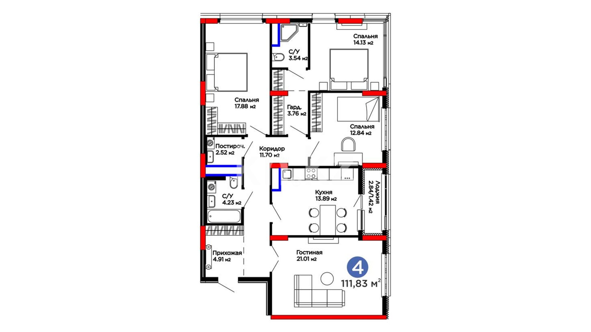 ЖК Baizaman, 3-комнатная, цена 62 641 574 ₸, 560 150 ₸&nbsp;/&nbsp;м²