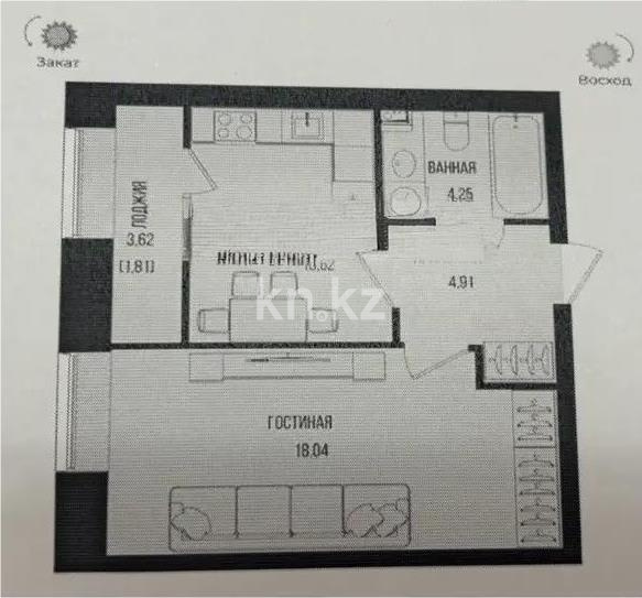 Продажа 1-комнатной квартиры, 39.63 м², ул. Айтматова, дом  79 в Астане - фото 3