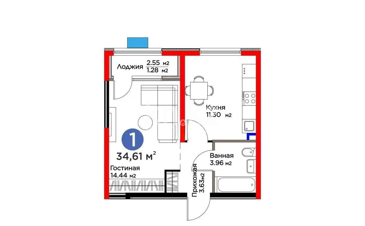 Продажа 1-комнатной квартиры, 34.61 м², мкр. Гажайып, дом  11/16а в Алматы