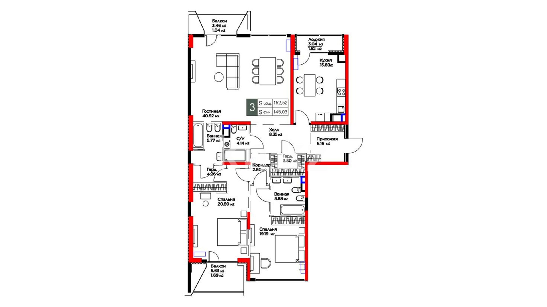 ЖК El Monte, 3-комнатная, цена 277 659 830 ₸, 1 879 000 ₸&nbsp;/&nbsp;м²