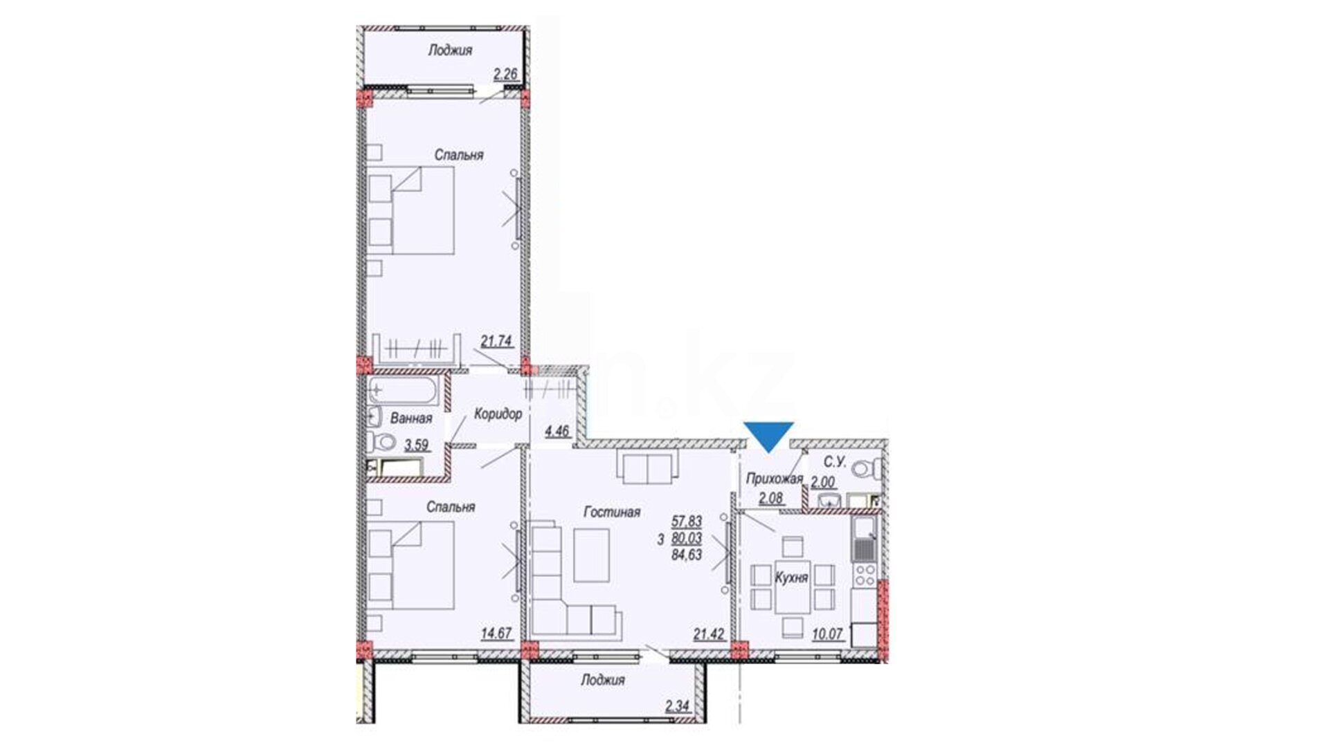 ЖК Aq Shanyraq, 3-комнатная, цена 29 620 500 ₸, 350 000 ₸&nbsp;/&nbsp;м²