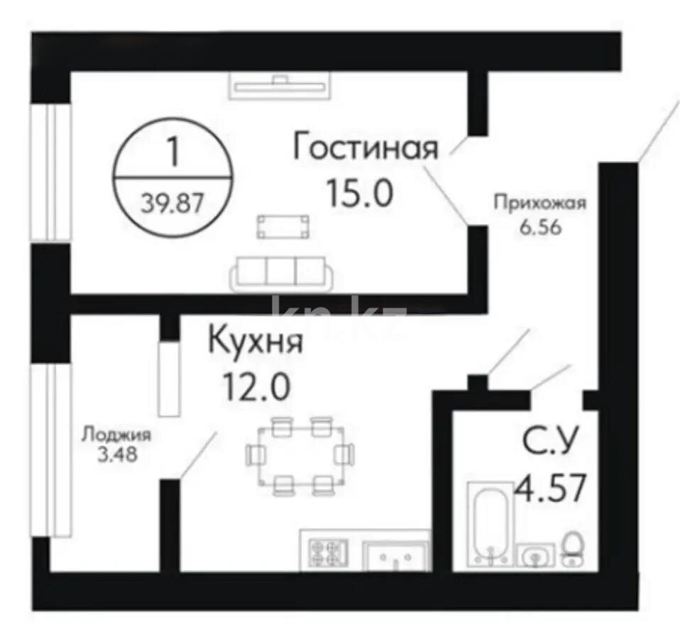 Продажа 1-комнатной квартиры, 40 м² в Астане - фото 3