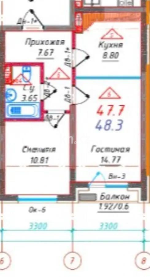 Продажа 1-комнатной квартиры, 48.3 м² в Алматы