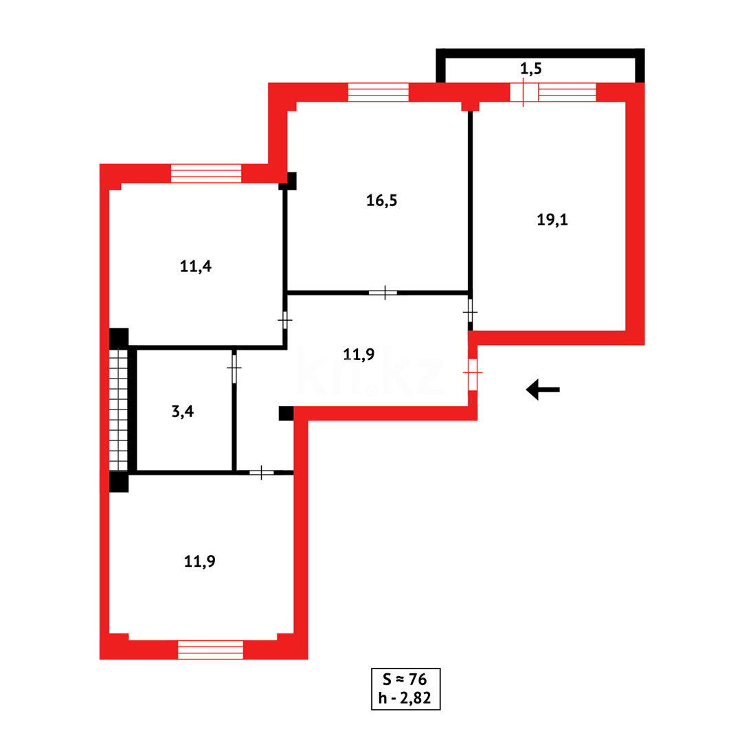 Продажа 3-комнатной квартиры, 74 м², ул. Сарыарка в Караганде - фото 13