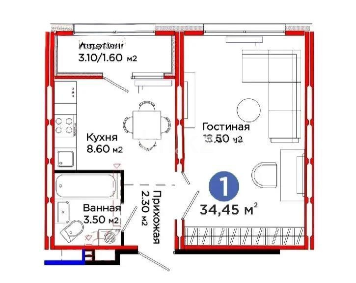 Продажа 1-комнатной квартиры, 35 м², ул. С-902, дом  8 в Астане