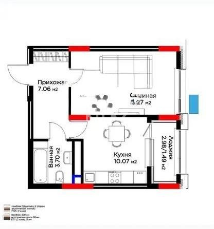 Продажа 1-комнатной квартиры, 37.59 м² в Астане