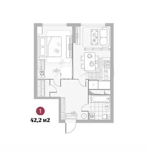 Продажа 2-комнатной квартиры, 42.2 м² в Алматы