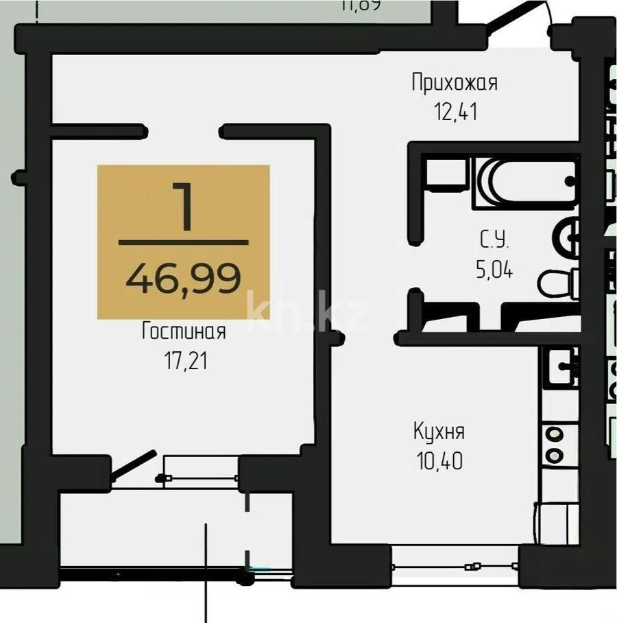 Продажа 2-комнатной квартиры, 47 м² в Астане