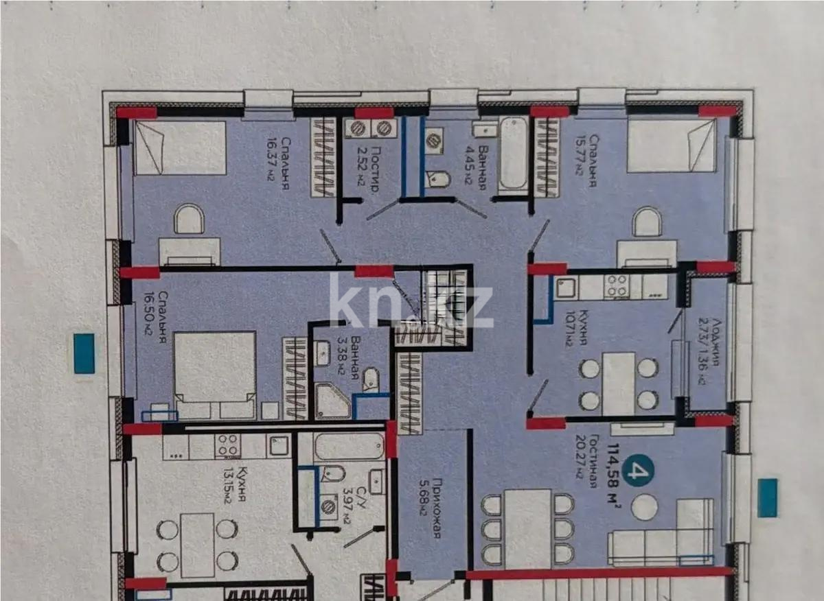 Продажа 4-комнатной квартиры, 114.58 м² в Астане