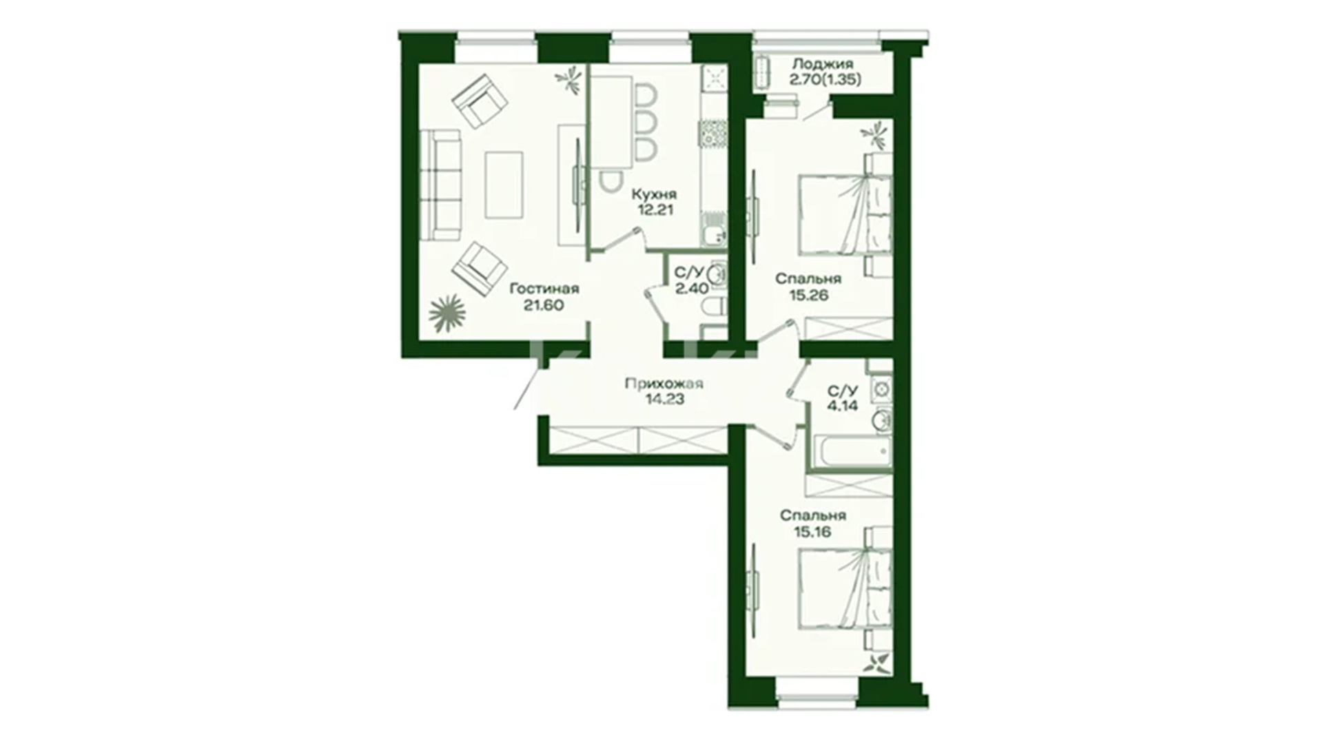 ЖК Sardar Compass, 3-комнатная, цена 44 038 500 ₸, 510 000 ₸&nbsp;/&nbsp;м²