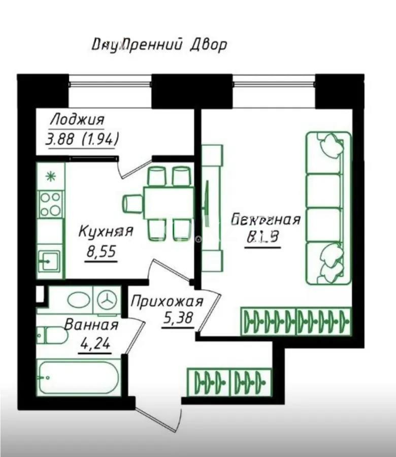 Продажа 1-комнатной квартиры, 36.34 м² в Астане - фото 4