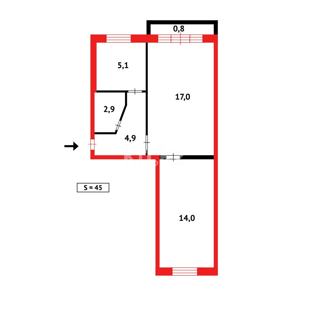 Продажа 2-комнатной квартиры, 44 м² в Темиртау - фото 10