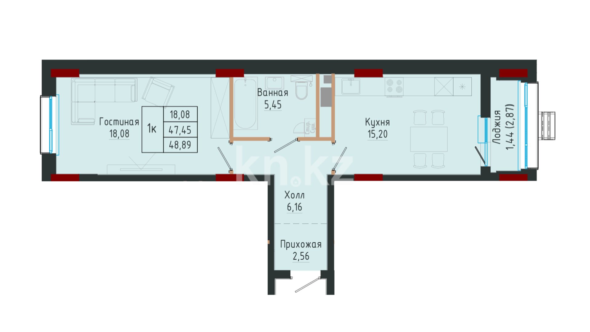 ЖК Ulagat, 1-комнатная, цена 21 316 040 ₸, 436 000 ₸&nbsp;/&nbsp;м²