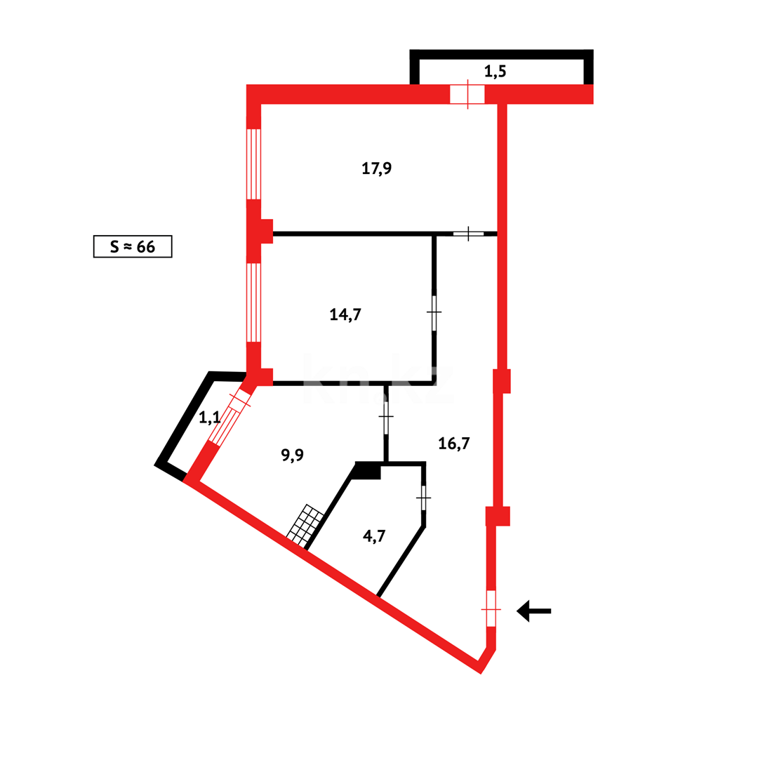 Продажа 2-комнатной квартиры, 66 м² в Караганде - фото 8