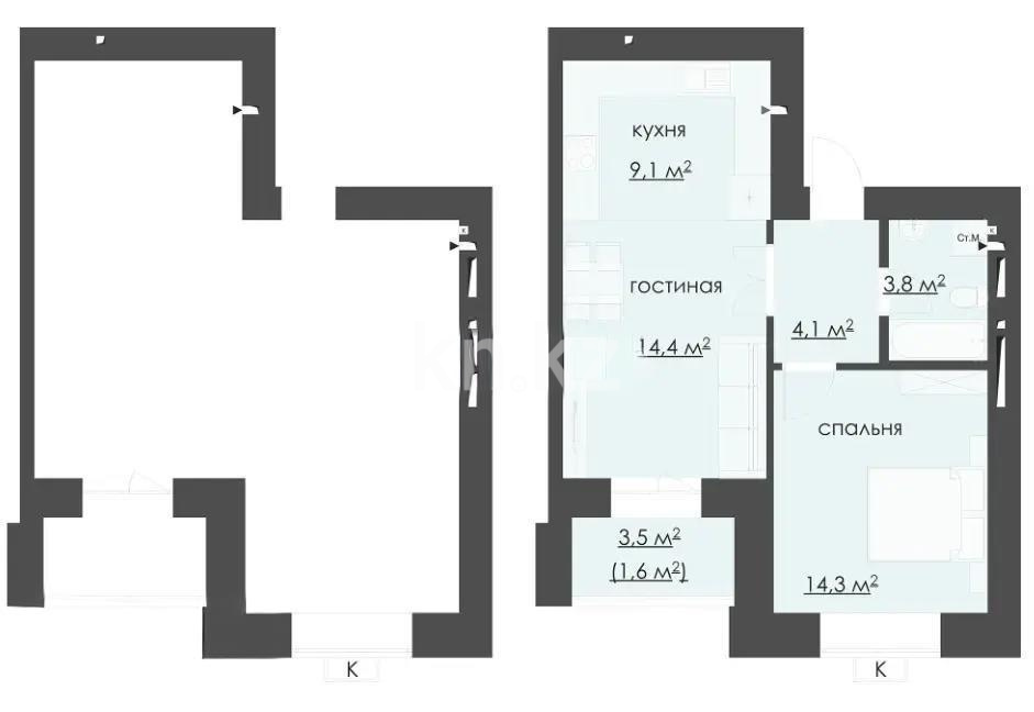Продажа 2-комнатной квартиры, 48 м² в Караганде - фото 3