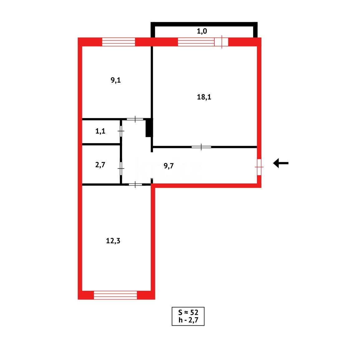 Продажа 2-комнатной квартиры, 54 м² в Караганде - фото 9