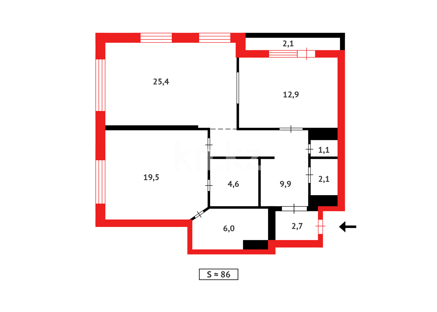 Продажа 2-комнатной квартиры, 86.3 м², ул. Мухамедханова в Астане - фото 2