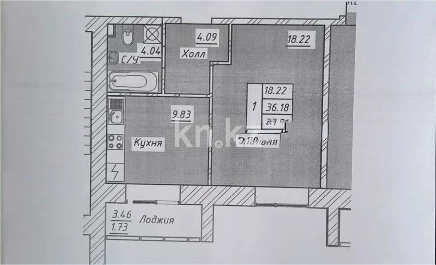 Продажа 1-комнатной квартиры, 38 м², ул. Тынышбайулы, дом  6 стр в Астане
