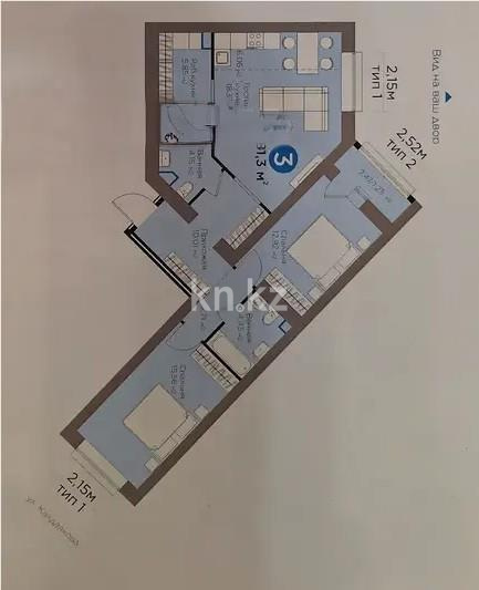 Продажа 3-комнатной квартиры, 81.3 м², пр. Жумабаева, дом  38 в Астане