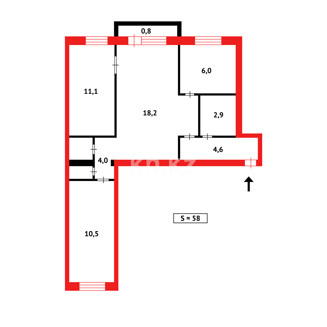 Продажа 2-комнатной квартиры, 56 м², ул. Караганды в Темиртау - фото 11