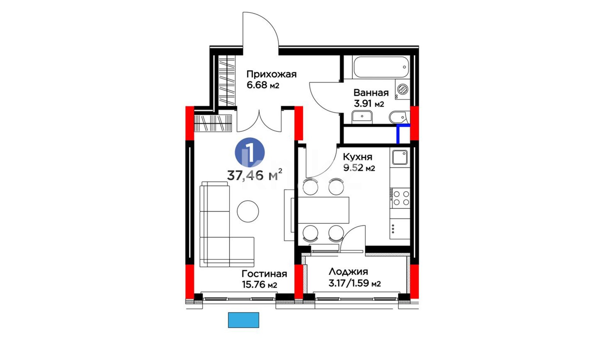 ЖК Jetisu Kerbez Comfort, 1-комнатная, цена 27 375 768 ₸, 730 800 ₸&nbsp;/&nbsp;м²