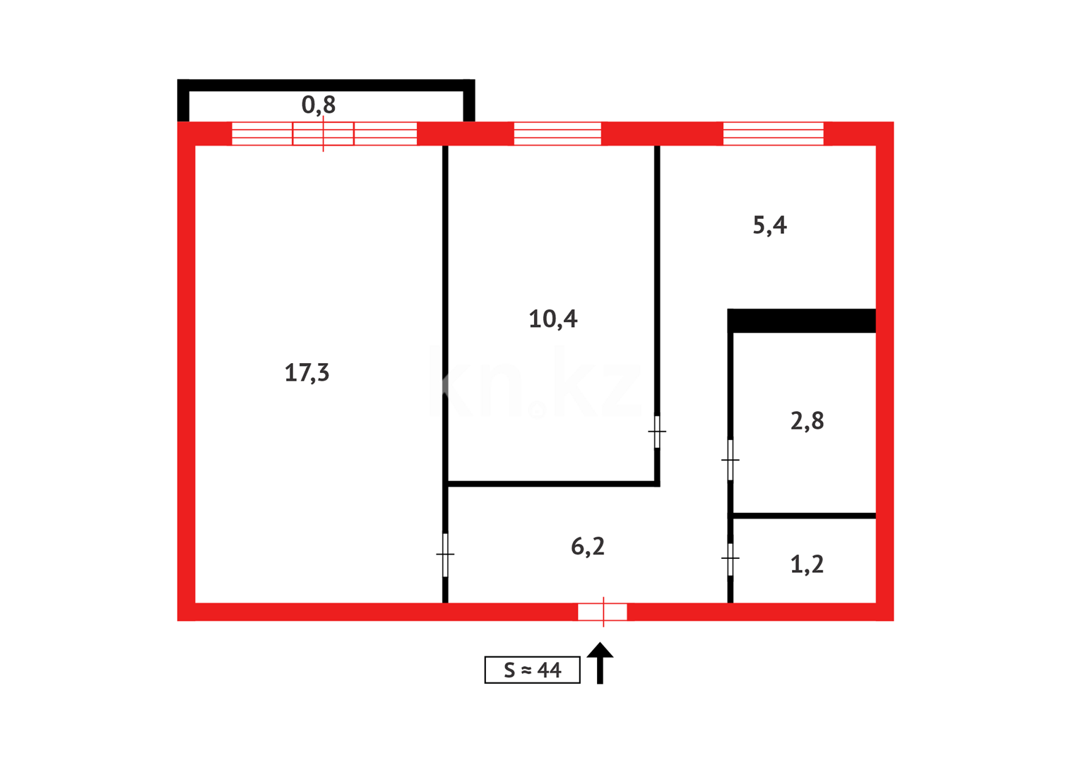Продажа 2-комнатной квартиры, 44 м² в Темиртау - фото 14