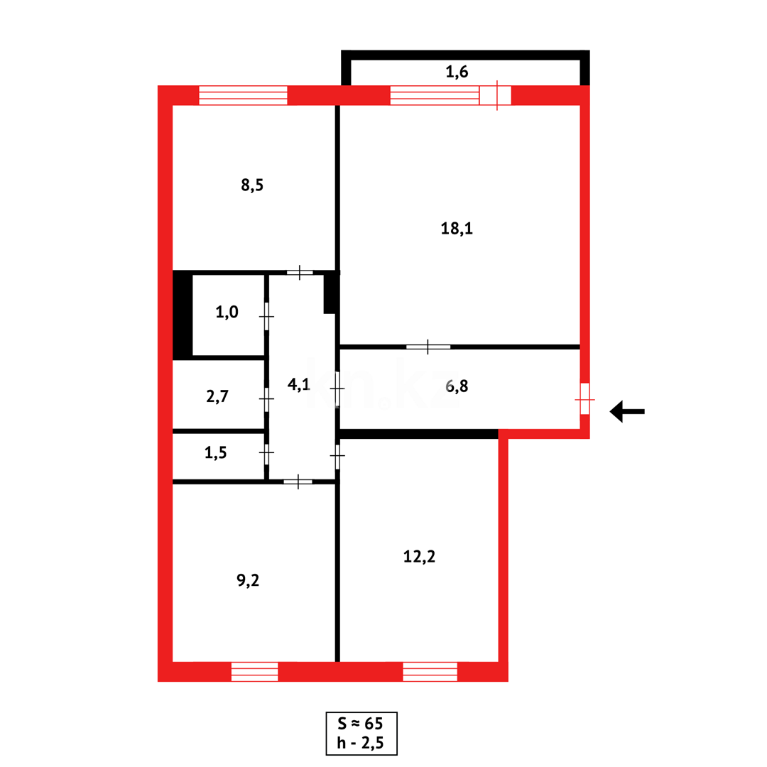 Продажа 3-комнатной квартиры, 64 м² в Караганде - фото 15