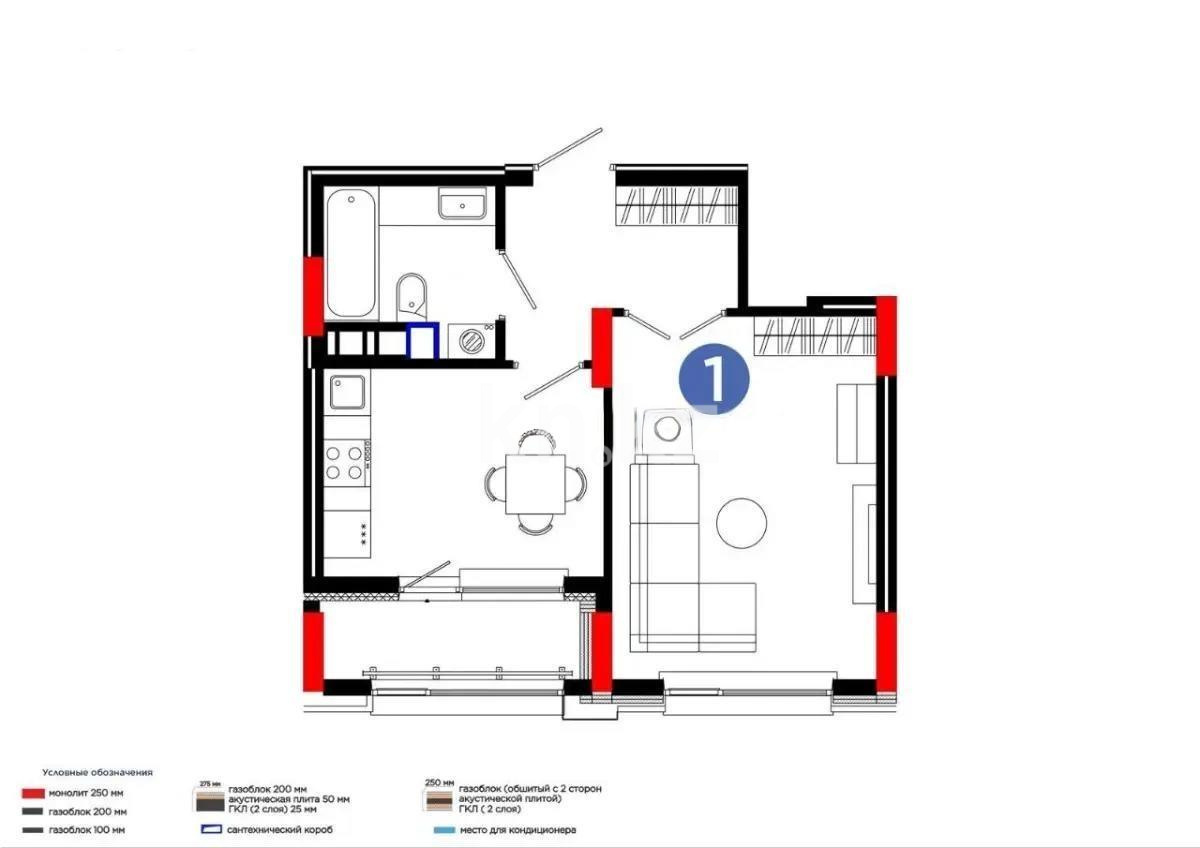 Продажа 1-комнатной квартиры, 35.2 м², ул. Е-899, дом  5 стр в Астане