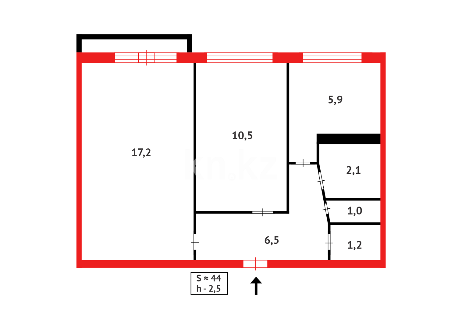 Продажа 2-комнатной квартиры, 44 м² в Караганде - фото 4
