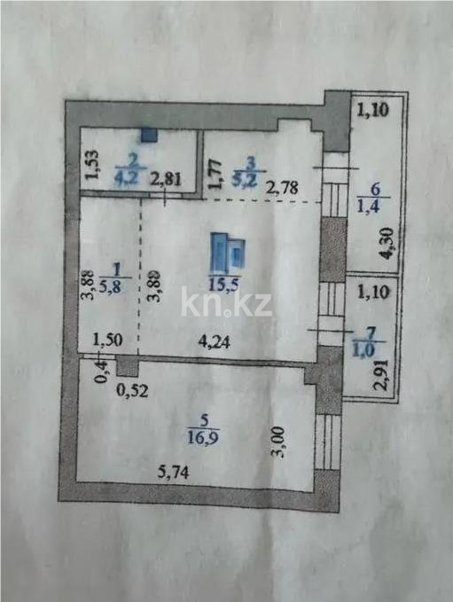 Продажа 2-комнатной квартиры, 50.3 м² в Астане