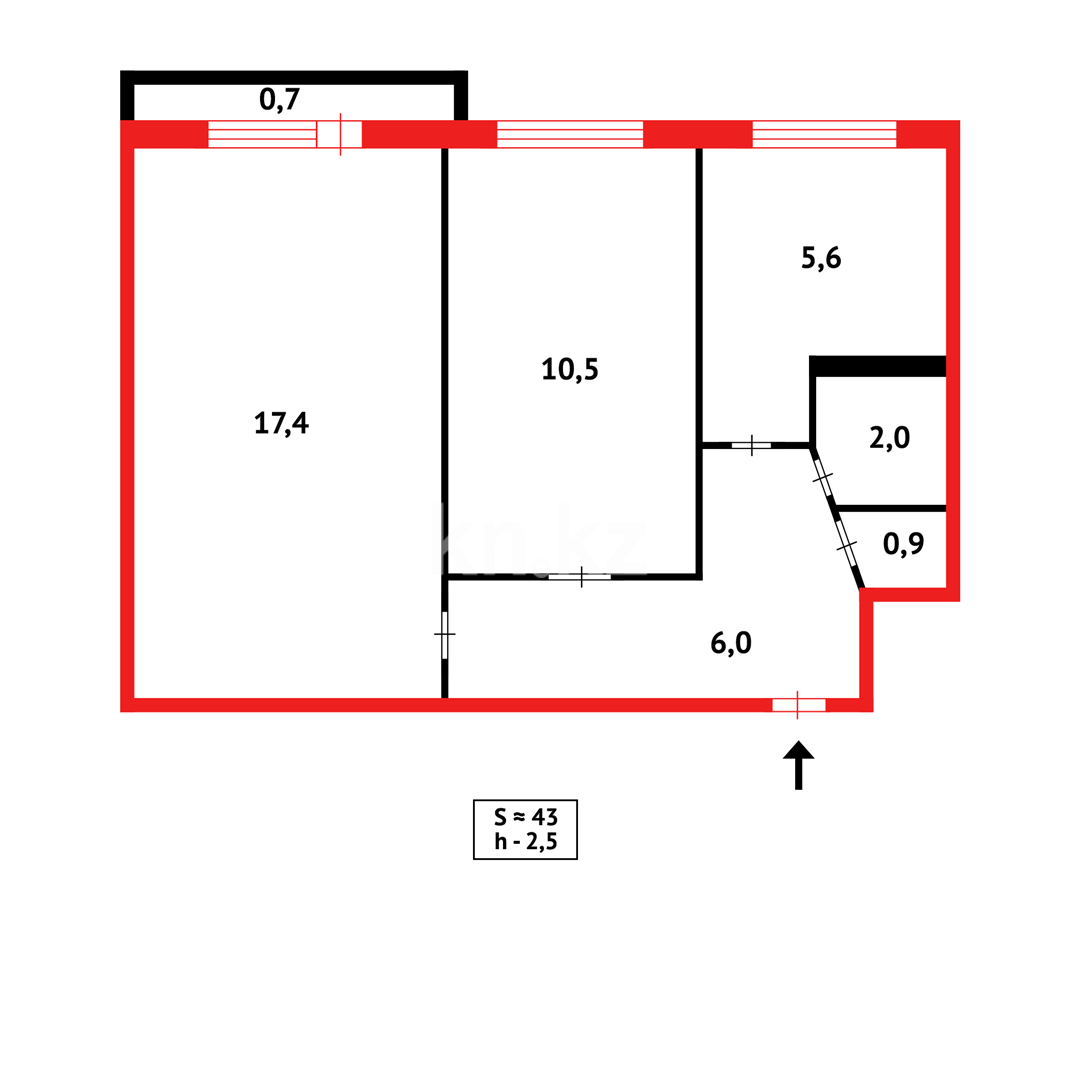 Продажа 2-комнатной квартиры, 44 м² в Караганде - фото 11