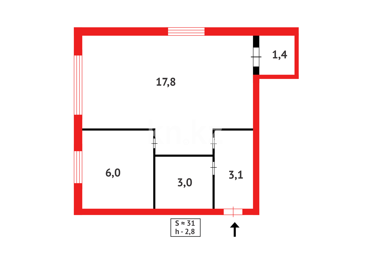 Продажа 1-комнатной квартиры, 31 м² в Караганде - фото 11