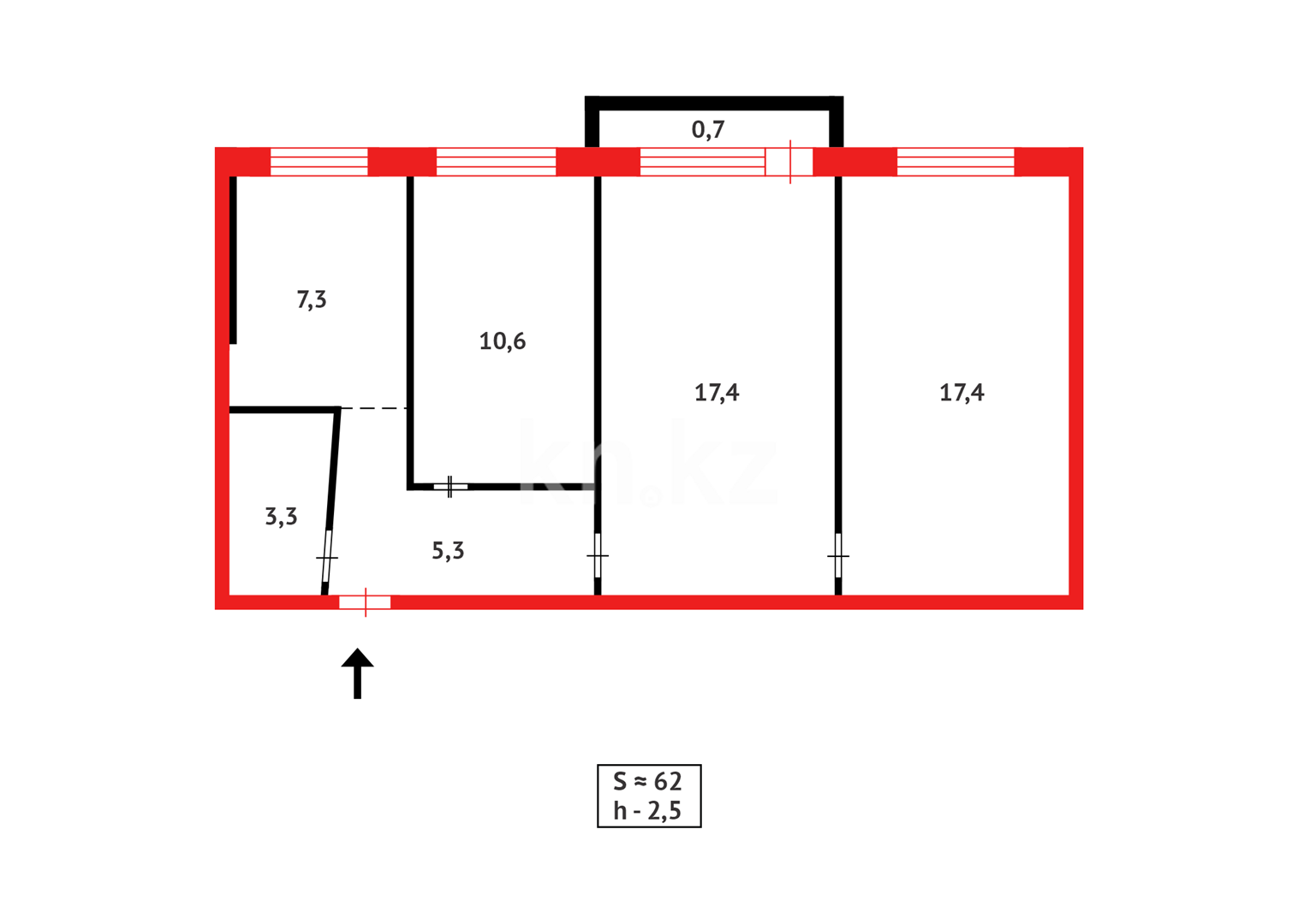 Продажа 3-комнатной квартиры, 62 м² в Караганде - фото 11