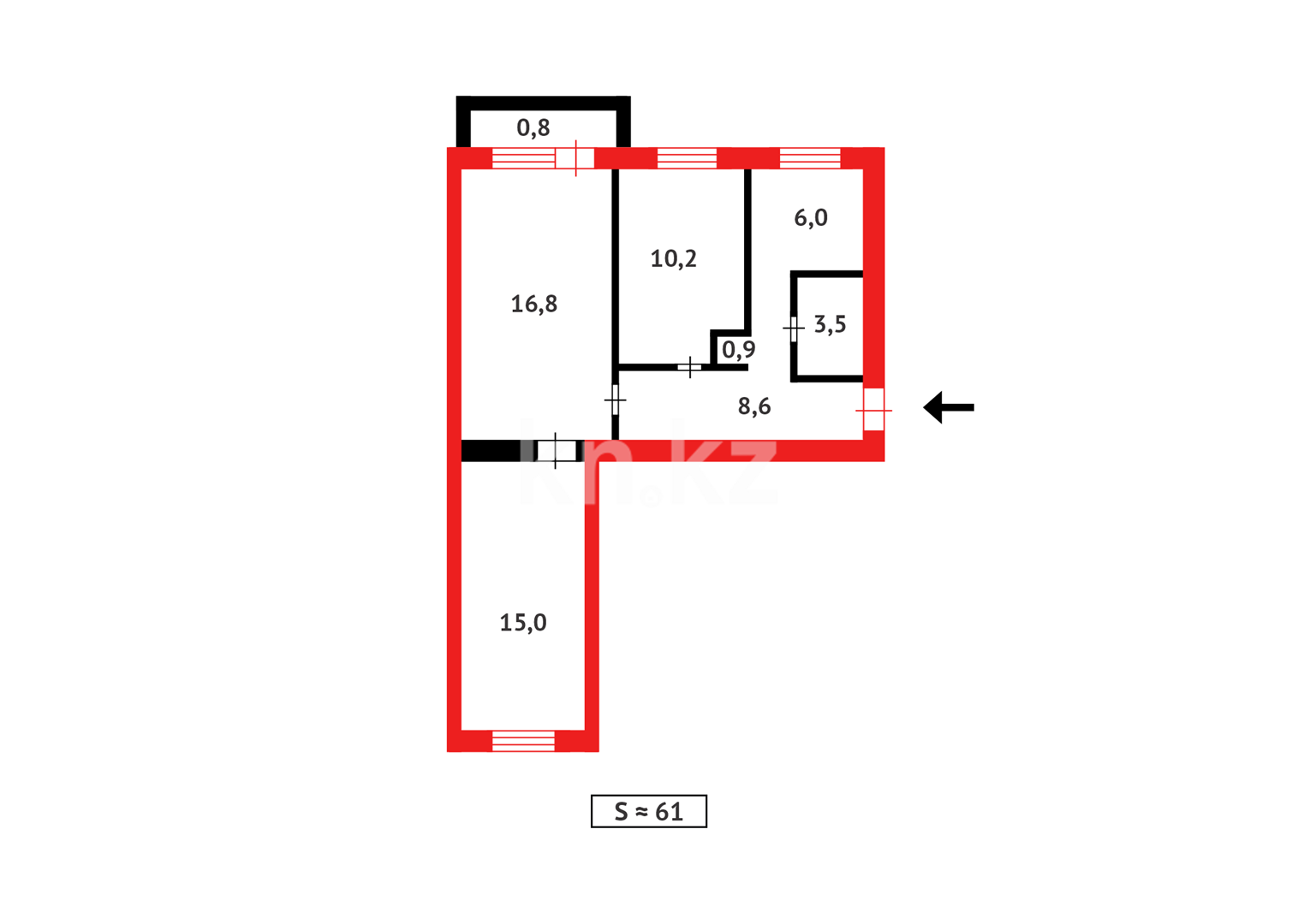 Продажа 3-комнатной квартиры, 61 м² в Темиртау - фото 15